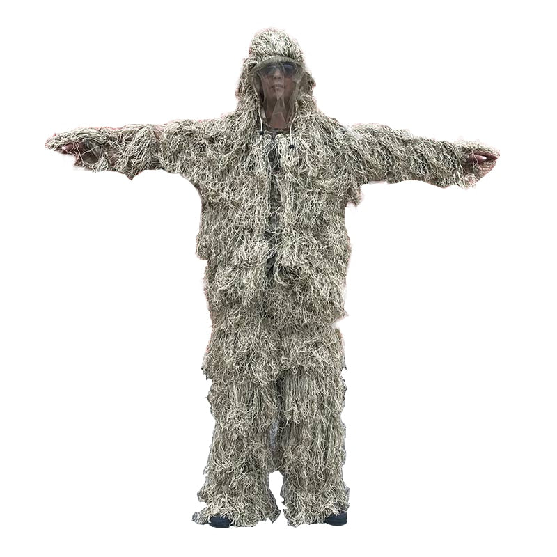 3D Withered Grass Ghillie Suit 4 PCS Sniper Military Tactical Camouflage  Clothing Hunting Suit Army Hunting Clothes Birding Suit