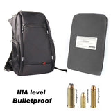 Low-profiled Personal Defense US standard genuine NIJ IIIA large-capacity bulletproof backpack with rechargeable USB