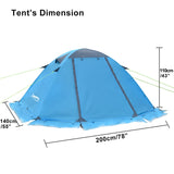 2 Person Winter Tent with Snow Skirt Aluminum Pole Tent Lightweight Backpacking Tent for Hiking Climbing Snow Weather