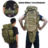 Hot-selling! Prepper 60L+ Outdoor Waterproof Military Tactical Backpack with Rifle Pouch Hunting Shooting Camping Trekking Hiking Traveling