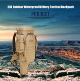 Hot-selling! Prepper 60L+ Outdoor Waterproof Military Tactical Backpack with Rifle Pouch Hunting Shooting Camping Trekking Hiking Traveling