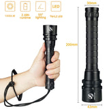 IP68 Powerful Diving Flashlight Highest Waterproof Professional diving light With anti-skid Rope Use 5 x super bright lamp beads