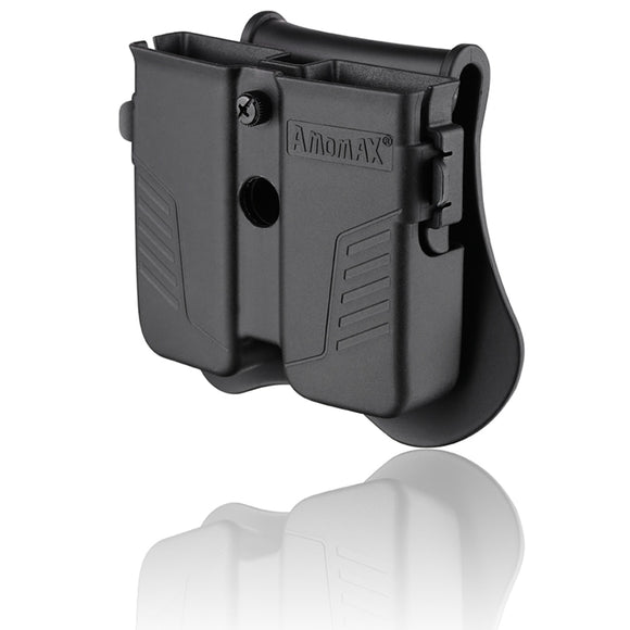 Amomax Double Tactical Hunting Magazine Pouch for Universal 9mm .40 .45 Caliber Single Double Stack Magazines - Black