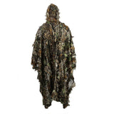 Lifelike 3D Leaves Camouflage Poncho Cloak Stealth Suits Outdoor Woodland CS Game Clothing for Hunting Shooting Birdwatching Set