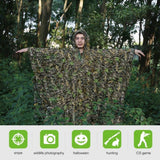 Lifelike 3D Leaves Camouflage Poncho Cloak Stealth Suits Outdoor Woodland CS Game Clothing for Hunting Shooting Birdwatching Set