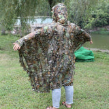 Lifelike 3D Leaves Camouflage Poncho Cloak Stealth Suits Outdoor Woodland CS Game Clothing for Hunting Shooting Birdwatching Set