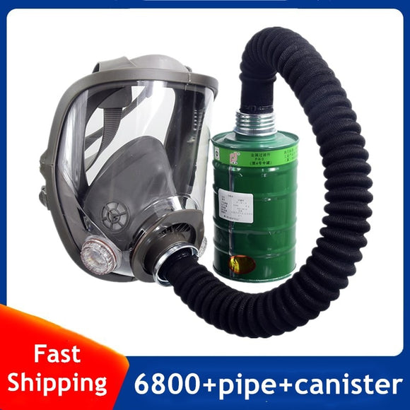 Full Facial Gas Mask Repirator 6800 with 0.5m Pipe Carbon Cartridges Organic Gases Chemicals Industry Pesticide Resin