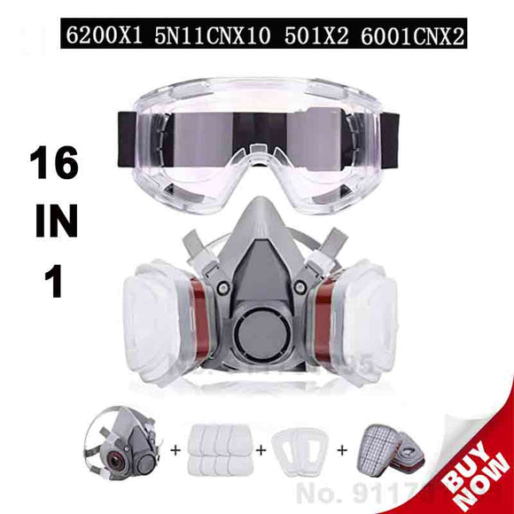 Gas mask Reusable Half-Face Mask With Safety Glasses, Paint Mask, Machine Polishing, Welding And Other Work Protection Masks