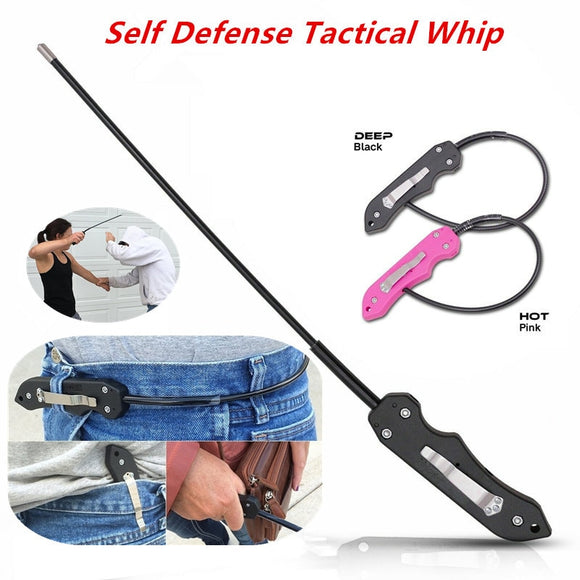 Portable Wire Self defense Whip Defense Staff Portable Martial Arts Kudo Whip for Combat Quick Strike Personal Safety Tool