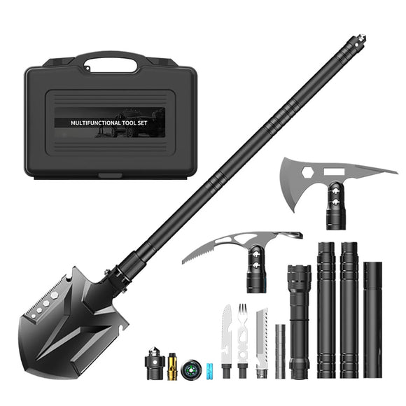 Multifunctional Folding Shovel Kit Outdoor Camping Survival Tool Sets Multitool Gear and Equipment for Hiking