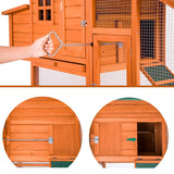 High Quality 67x26x47 Inch Pet Rabbit Hutch Chicken Coop Wooden House for Small Animals with Pull-Out Tray & Egg Case[US-Stock]