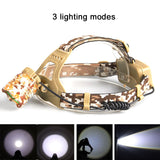 Camouflage Led Headlamp T6 waterproof LED Headlight led Head Lamp Lantern Lamp Camping Hiking Fishing Light use 18650 battery