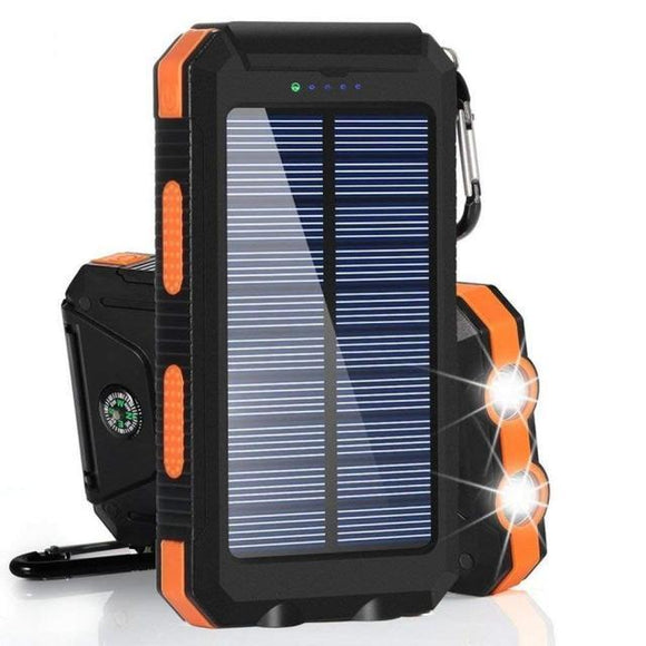 Solar 80000mAh Power Bank Dual USB powerbank Waterproof Battery External Portable Charging with LED Light 2USB powerbank