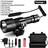 80000 Lumens LED Tactical Flashlight powerful usb Rechargeable lamp L2 Hunting light with Clip Hunting Shooting Gun Accessories