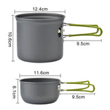 Camping Hiking Cookware Picnic Cooking Set Outdoor Pot Mini Gas Stove Sets Non-Stick Bowls With Foldable Spoon Fork Knife