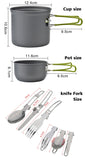 Camping Hiking Cookware Picnic Cooking Set Outdoor Pot Mini Gas Stove Sets Non-Stick Bowls With Foldable Spoon Fork Knife