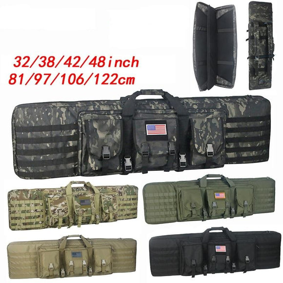 Top quality! 32 38 42 48 inch Tactical Double Rifle Case Military Molle Gun Rifle Bag Sniper Airsoft Gun Case Backpack Hunting Gun Holster