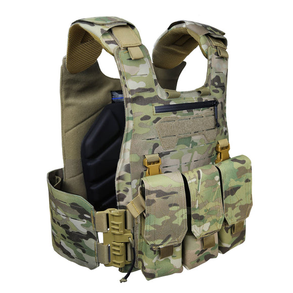 UTA Universal Tactical X-Merlin Plate Carrier Laser Cutting Molle Tactical Hunting Vest with Back Flatpack- MC