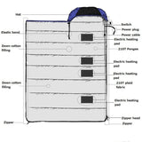 USB Electrical Heated Sleeping Bag 210*75cm Winter Sleeping Bag Thicken Down Cotton Waterproof And Warm Camping Sleeping Bag