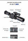 IR 4K Digital Night Vision Compact Hunting Scope Tactical Rifle Scope Etched Reticle Wide Lens Optical Sights Outdoor Hunting