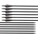 12pcs 31inch 500-550 spine Carbon Arrows  Black and White Feather for Recurve/Compound Bow for hunting shooting
